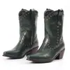 40-50 botas de mujer de talla grande, estilo europeo y americano, para otoño e invierno, para exportación y venta directa en sitios web independientes, con remaches, punta fina, tacón medio y longitud hasta la pantorrilla, estilo Western