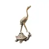 Tortuga grulla de latón macizo vintage tortuga grulla objeto antiguo talla antigua mascota de té decoración artesanía de escritorio pequeños adornos