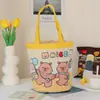 Lancheira Feminina Estilo Coreano, Bolsa de Mamãe, Bolsa de Balde com Grafite Fofo, Bolsa Cilíndrica Estampada Ins, Lancheira de Lona