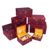 Caja grande de brocado de madera, caja de regalo de porcelana de jade Wen, caja de joyería tallada con adornos, caja de joyería
