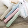Estuche portátil para cepillo de dientes de viaje, organizador de artículos de tocador, caja para cepillo de dientes de paja de trigo, soporte para cepillo de dientes de paja de trigo