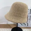 Sombrero de Pescador de Lana Tejida Estilo Coreano Moda Ala Corta Copa Redonda para Mujer Otoño Invierno Estilo Japonés Adelgazante Versátil Casual Cálido Sombrero Cubeta