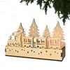 Set de Portavelas Escena Navideña Transfronteriza, Caja de Portavelas con Luces Navideñas, Soporte de Madera para Velas con Luz, Adornos de Escritorio, Decoración para Ventana del Hogar