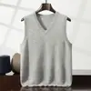 Chaleco de cachemira con cuello en V para hombre, jersey de cachemira, chaleco de punto sin mangas, suéter cálido y agradable para la piel, chaleco