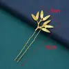 Accesorios para Joyería DIY Aleación Chapada Color Conservante Dorado Hoja de Bambú Goteo de Aceite Material Imitación Esmeralda Estilo Antiguo Hanfu Adorno para el Cabello Colgante
