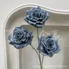 Flor artificial azul material salón de bodas decoración suave hortensia rosa decoración de flor artificial hoja de acridina material de hoja azul Wenxin