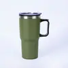 Copo térmico transfronteiriço de 20 oz com alça, grande capacidade, portátil, adequado para uso no carro, com interior de plástico e exterior de aço, personalizável