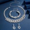 Regalo de Boda Lujo Sentido de Alta Gama Collar Aretes Pedrería Brillante Joyería de Moda Collar Redondo Geométrico Mujeres
