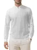 Comercio exterior transfronterizo Amazon AliExpress para hombre, holgado, de lino, color liso, manga larga, cuello mao, camisa casual para hombre
