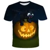 AliExpress comercio exterior Europa y Estados Unidos nuevo Halloween horror fantasma impresión digital 3D camiseta para hombre y mujer manga corta para niños