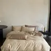 Novo conjunto de cama de luxo e alta qualidade, espesso, 100% algodão acetinado, com quatro peças: lençol de cima, lençol com elástico e fronhas