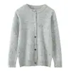 Chaqueta cárdigan de punto con estampado de lunares y oso, cuello redondo, 100% cachemira, para niños y niñas, suelta, simple y versátil