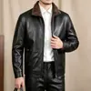 Chaqueta de Cuero con Cuello Solapa 3D para Hombre, Color Sólido, Nueva Chaqueta de Cuero, Abrigo Engrosado con Forro de Lana para Hombre, Otoño 2026 Espacio Amazon