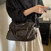 Bolsa Vintage de Couro Oleoso de Alta Qualidade 2026 Novo Estilo Moda Trabalho Bolsa de Ombro Único Transversal Bolsa Tote de Grande Capacidade