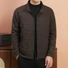 Chaqueta de Algodón Patchwork con Cuello Alto 100% LanaSimple, elegante, clásica, versátil, estampado de espiga, cuello alto con relleno 100% lana
