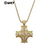 Wt-Jfn66 Collar con Colgante de Cruz de Estilo Religioso Más Vendido con Incrustaciones de Latón y Circonita, Cadena Vintage Unisex para Suéter