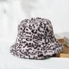 Sombrero de Pescador para Mujer 2021 Felpa Estampado de Leopardo Colorido Tie-Dye Pelo de Conejo Sombrero Cubo Sombrero Cálido con Ala Grande Ala Ancha