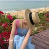 Chapéu de Praia de Férias à Beira-Mar Novo para Primavera e Verão Protetor Solar Estilo Perfumado Vermelho Fashion Socialite Topo Plano Aba Plana Chapéu de Sol Tendência