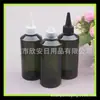Garrafa PET de 200ml com bico fino e ombro inclinado, frasco dispensador de loção verde escuro, frasco de 200ml para óleos essenciais com tampa de bico fino, frasco para iscas de pesca