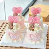 2026 Día de San Valentín Qixi Oso de Peluche Abrazando Decoración de Pastel Adorno Pareja Confesión Corazón de Amor Acrílico Topper