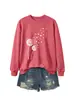 Amazon eBay Estação Independente Moda Casual Versátil Temperamento Feminino Dente-de-leão Borboleta Gola Redonda Manga Longa Camisa Moletom