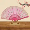 Abanico de Encaje Vintage Estilo Europeo de Flor Única para Mujer, Abanico de Orquídea de Verano, Abanico Plegable para Fotografía de Performance de Danza, En Stock