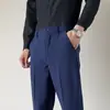 Novas Calças Casuais de Negócios Masculinas 2025, Estilo Coreano para Primavera e Outono, Caimento Slim Fit, Caimento Fluido, Calças de Nove Pontos de Luxo Leve