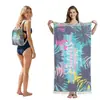Toalla de playa plegable de gran tamaño 80X160, toalla de baño estampada, toalla de playa integrada, bolsa integrada, portátil