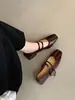 Zapatos de tacón grueso para mujer, diseño Mary Jane antideslizante, puntera cuadrada, piel suave, tacón bajo, para primavera y otoño 2025