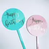 Nueva tarjeta de pastel acrílica redonda transparente feliz cumpleaños dorada decoración de fiesta