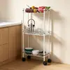 Estante de Almacenamiento Móvil de Tres Niveles con Cesta de Malla Fina para Espacios Estrechos en la Cocina, Estante de Almacenamiento de Cesta de Malla para Frutas y Verduras