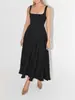 Vestido de Verão 2026 Europeu e Americano Amazon Cross-Border Comércio Exterior Novo Estilo Simples e Sexy Cor Sólida Alça de Ombro Slim Fit Comprimento Médio