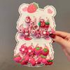 Conjunto de dez peças de corda de cabelo de urso de morango de desenho animado infantil, corda de cabeça fofa, rabo de cavalo duplo, anel de cabelo para meninas, acessórios de cabelo elásticos altos, atacado