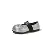 Zapatos Bailarinas Mary Jane para Niñas con Punta de Manzana y Moño, Zapatos de Cuero Negro, Nuevos Zapatos Planos de Princesa para Niños Primavera 2026