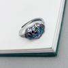 Anillo de plata de ley 925 con diseño de loto azul hueco para hombre y mujer, anillo para dedo índice con diseño artesanal de color azul ardiente.