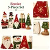 Adorno navideño de madera de dibujos animados retro transfronterizo para mesa, figura de Papá Noel, muñeco de nieve, soporte de mesa para sala de estar, decoración festiva