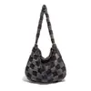 Bolso de Mujer de Gran Capacidad a Cuadros Contrastantes Moderno Elegante 2025 Holgado Casual de Axila Diagonal al Hombro Felpa Bolso Tote Grande