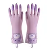 Guantes para Lavar Platos con Forro de Felpa para Limpieza del Hogar, Caucho Duradero, Extra Largos y Gruesos, Impermeables, Adecuados para Mujeres para Lavar Platos y Ropa