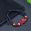 Bienestar del Fan en Vivo Cinnabar Natural Pulsera Enrollada con Cuerda Hecha a Mano Colgante Tianzhu Oro Púrpura Cinnabar Crudo
