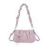 Bolsa de Ombro Único com Bolinhas Doces Estilo Coreano para Mulheres, Nova Coleção de Verão 2026, Bolsinha Transversal Rosa de Zíper para o Dia a Dia