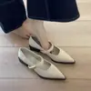Em Estoque ~ Bico Verde Apontado Salto Grosso Salto Alto Feminino Francês Salto Médio Sapatos Mary Jane Boca Rasa Sapatos para o Trabalho