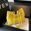 Bolso Tote de Gran Capacidad para Mujer 2024 Verano Nuevo Nicho Bolso de Lona Raya de Color en Contraste Todo Combinable Hombro Axila