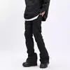 Pantalones Largos Plisados Apilados Micro-Campana Funcionales Estilo High Street para Hombre, Pantalones Casuales Versátiles Estilo Calle Slim Fit Americano