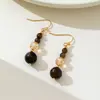 Pendientes Originales Hechos a Mano Estilo Chino Nuevo con Ojo de Tigre Cristal de Cristal Cuentas Pendientes Artísticos Retro de Gama Alta Lujo Ligero para Mujeres