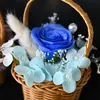 Flor de jabón de rosa simulada, Flor inmortal, Cesta tejida con flores de gypsophila, Cesta de mano, Accesorios para regalos de recuerdo, Venta al por mayor transfronteriza