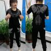 Talla grande Verano Fresco Sentido del Diseño Nuevo Brillante Industria Pesada Perforación Caliente Holgado Camiseta de Manga Corta Traje de Celebridad de Internet para Mujer Moderno
