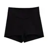 Shorts Esportivos Casuais Khaki com Cintura em V para Mulheres Cor Lisa Temporada Sexy Cintura Alta Efeito Emagrecedor Roupa Externa Peça Básica Hot Pants