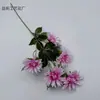 Flor Artificial de 5 Cabezas Hermosa Decoración para el Hogar Adorno Artificial Arreglo para Pasillo de Boda Floral Rojo Rosa Banquete de Compromiso