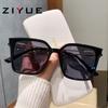 Gafas de sol de estilo coreano de color marrón oscuro para mujer, modernas gafas de sol con montura grande y protección solar, gafas de sol resistentes a los rayos UV para uso diario.