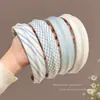 Diadema de Cuadros Azules de Ala Ancha para Mujer, Estilo Fresco de Verano, Banda para el Cabello para Aumentar la Altura Craneal, Pinza para el Cabello, Accesorio para el Cabello